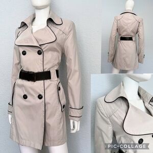 NEW‎ WOMEN SHORT TRENCH COAT DOUBLE-BREASTED BUTTONED JACKET BELTED LINED